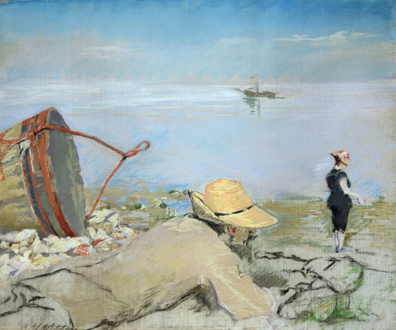 Henri Guerard che si rilassa sulla spiaggia